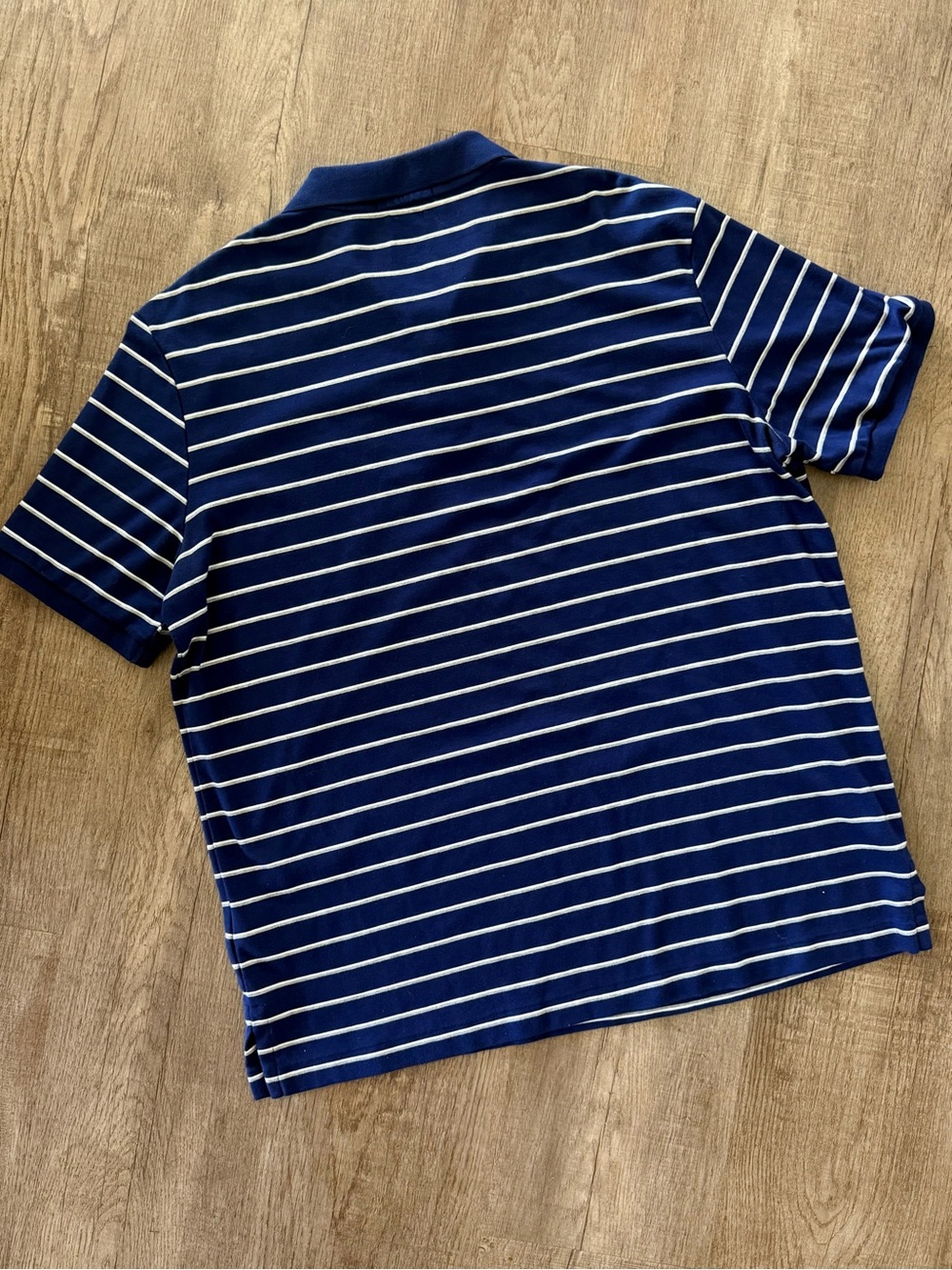 Men’s Polo Ralph Lauren Navy Striped Polo Shirt with White Pony - Picture 4 of 4